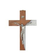 Krzyż wiszący z drewna egzotycznego Sapeli - biały 