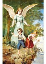 Puzzle religijne - Anioł Stróż z dziećmi nad przepaścią